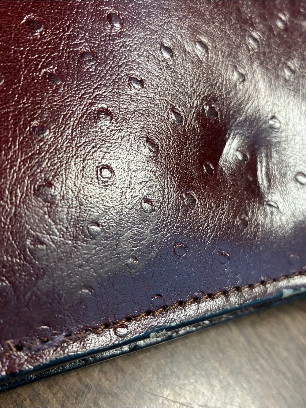Vintage  Giorgio Bernini Handcrafted Leather Ostrich Embossed Gussett Portfolio